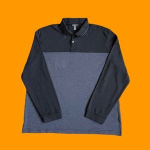 Van Heusen Flex Polo Long Sleeve Shirt Gray Striped Men Size XL